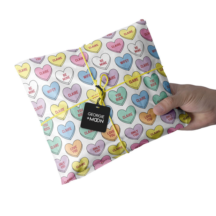 Personalised Wrapping Paper | Candy Hearts