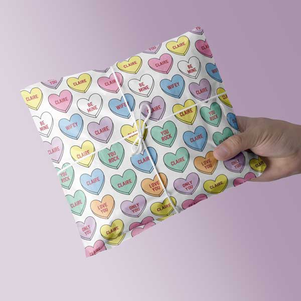 Personalised Wrapping Paper | Candy Hearts