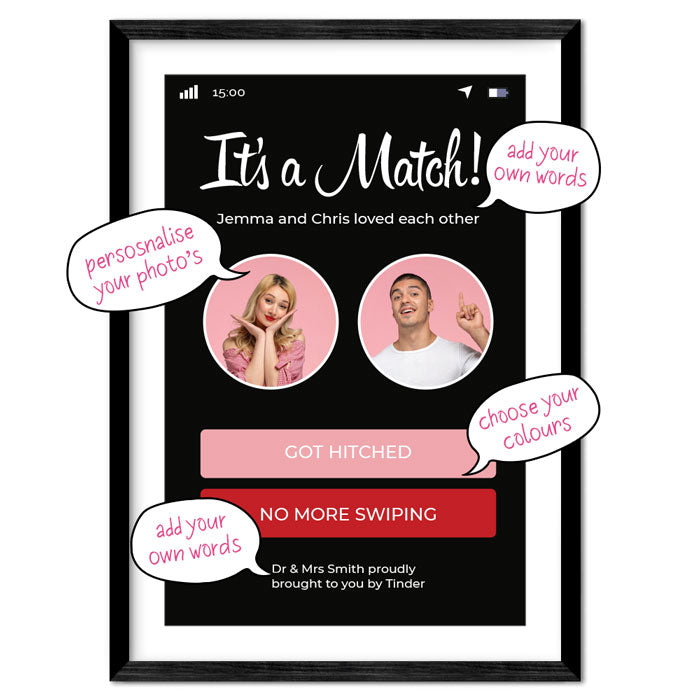 'It's a Match' Personalized Tinder-Inspired Poster