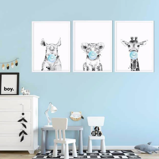 Toddler boy room wall art, animal nursery aqua teal blue, wall art for boys, playroom wall art deals boy, nursery wall decor inspirational animals